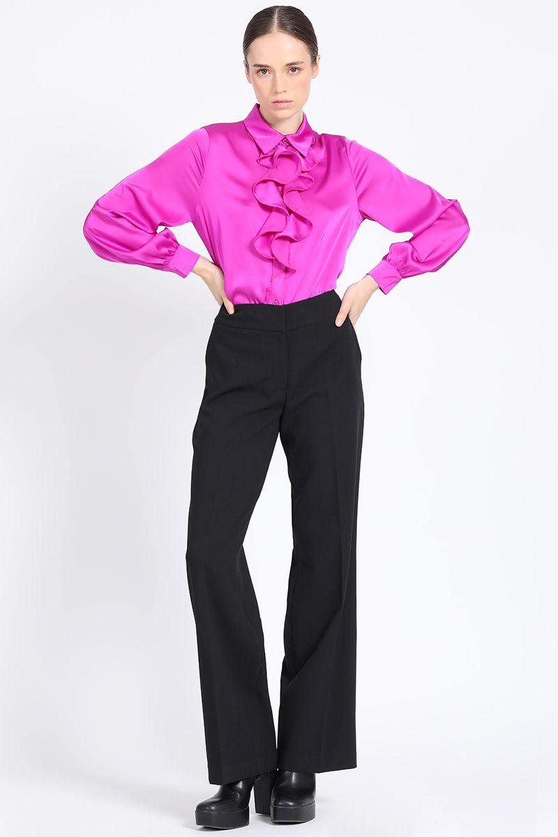 Blusa Camisera Vuelos Satin Fucsia Liola-1