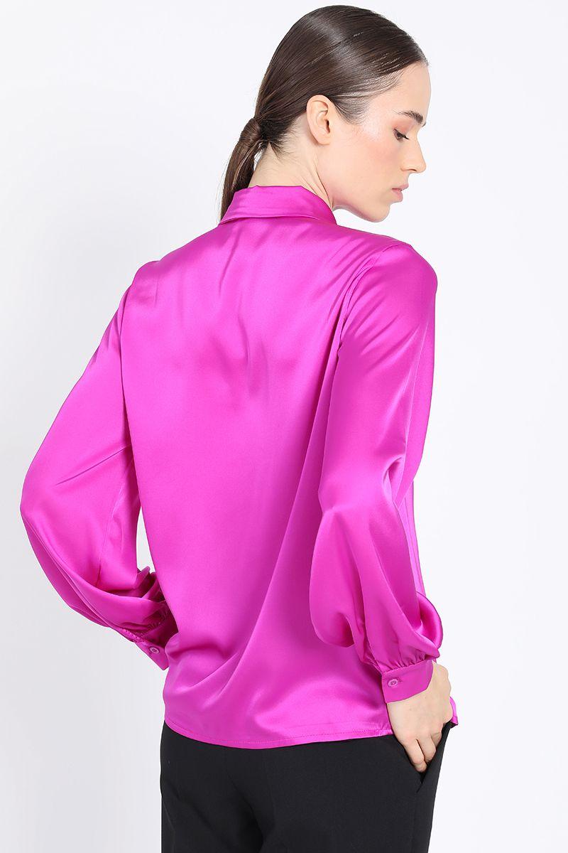 Blusa Camisera Vuelos Satin Fucsia Liola-4