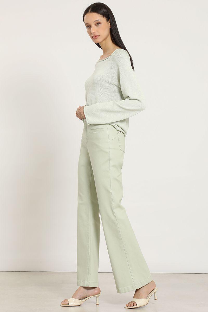 Jeans color flare, verde Liola-4