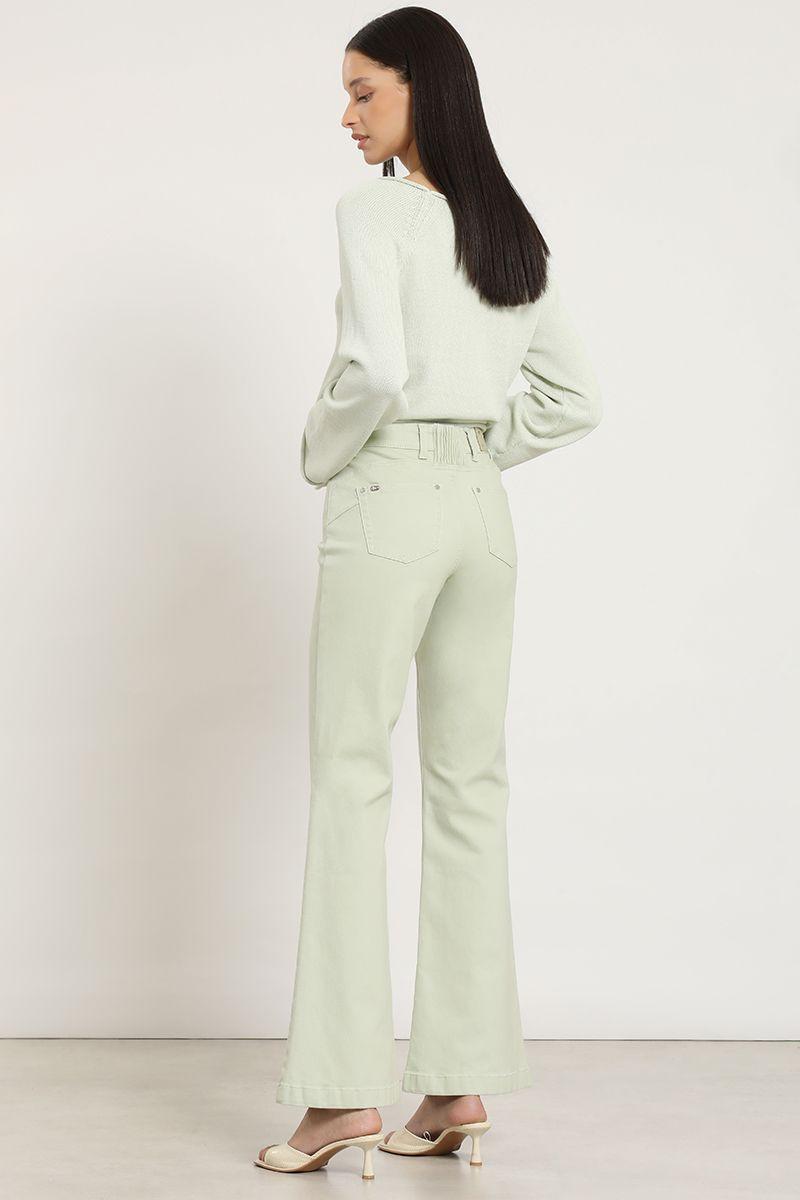 Jeans color flare, verde Liola-6