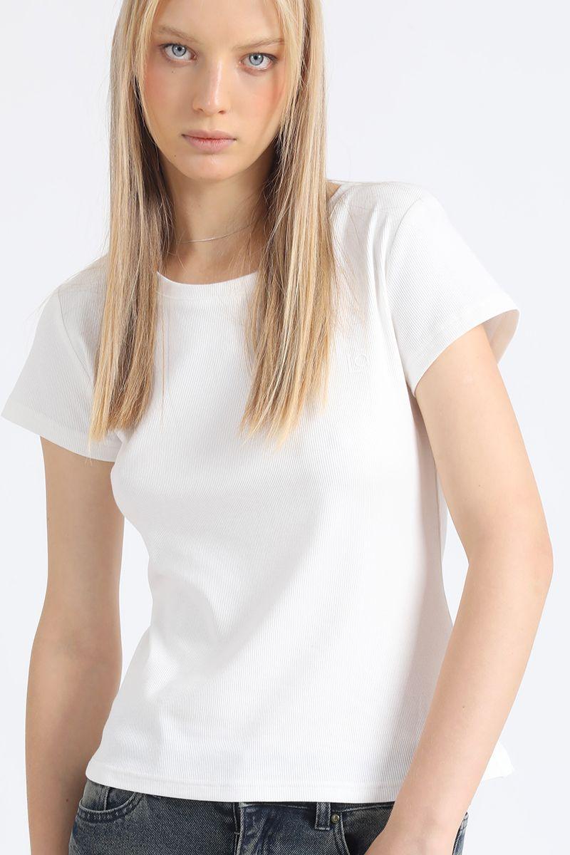 Polera Basica Algodón Ribb, Crudo Liola-0