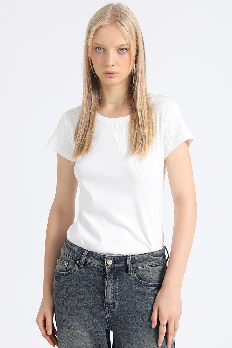 Polera Basica Algodón Ribb, Crudo Liola-4