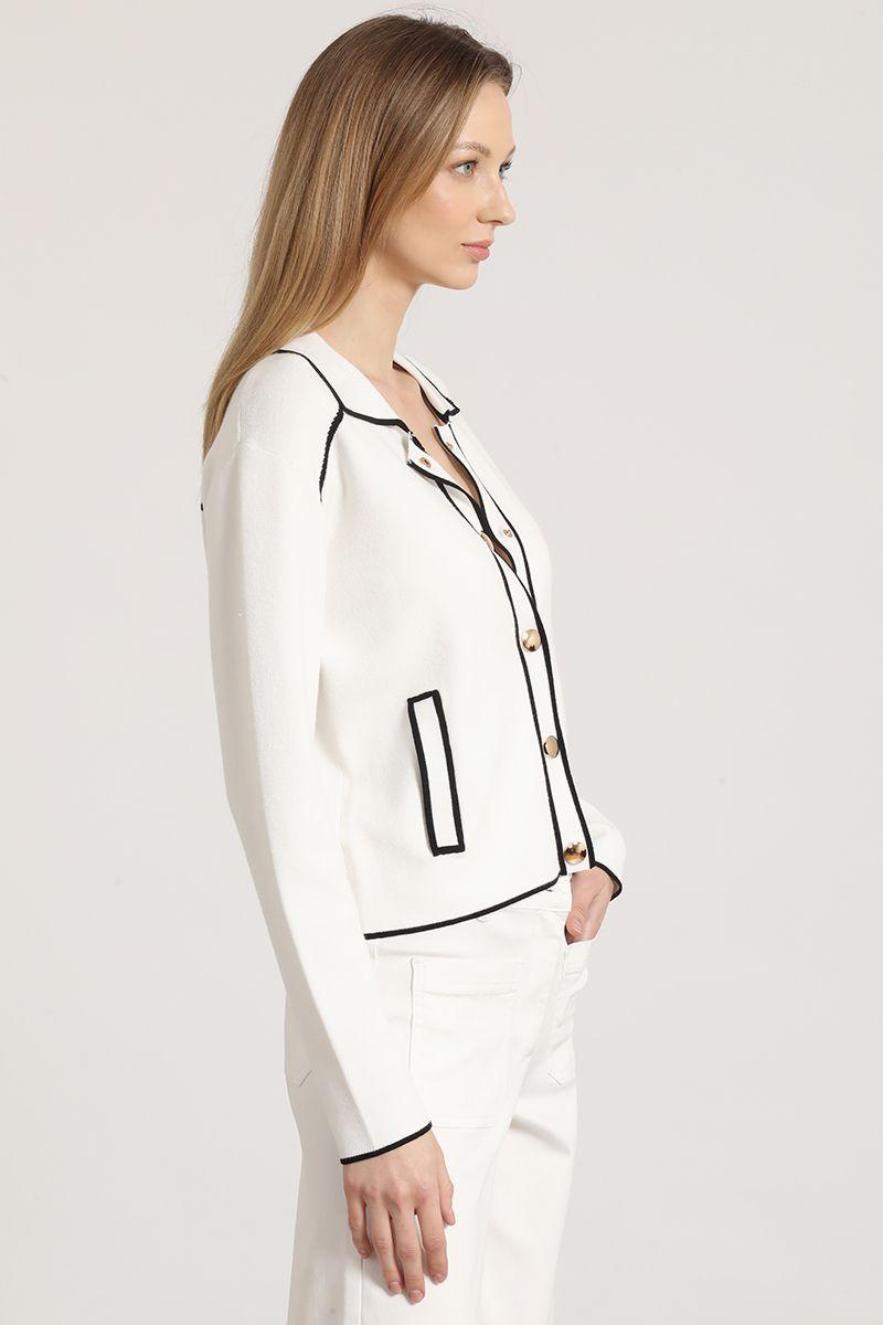 Chaqueta punto contratono Liola mujer crudo-2