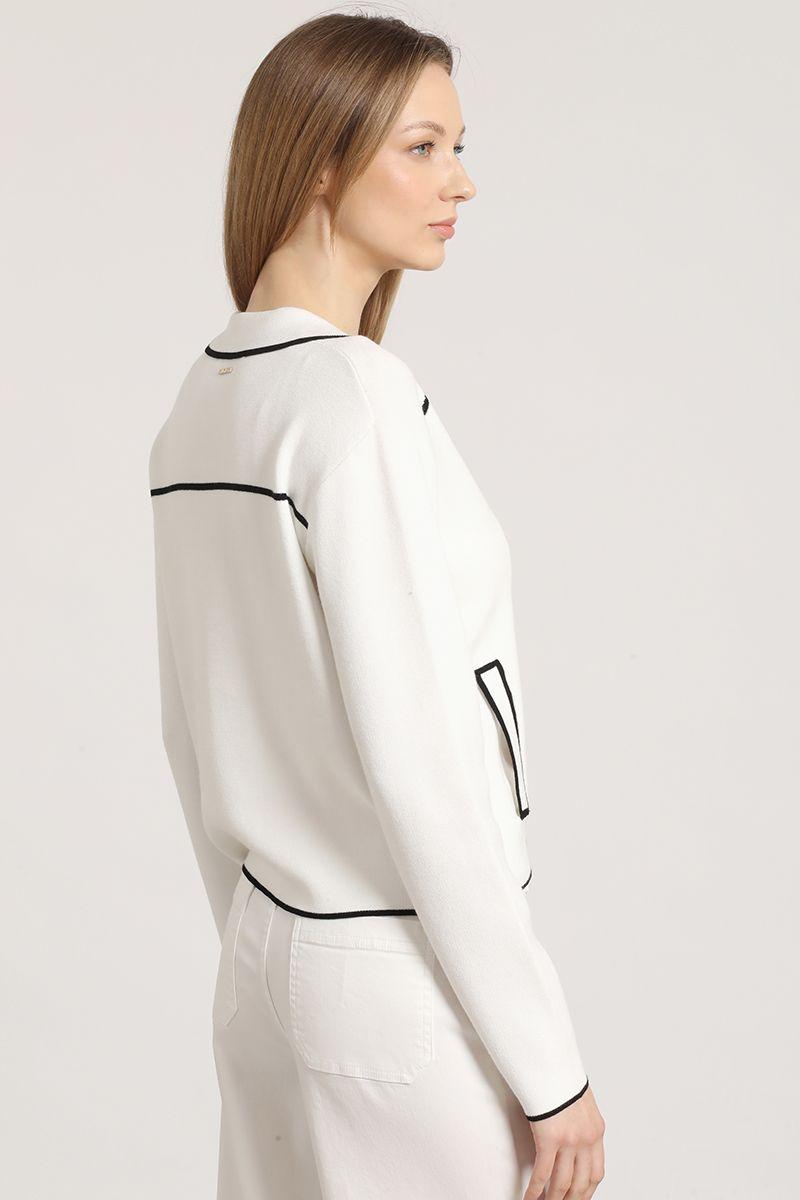 Chaqueta punto contratono Liola mujer crudo-5