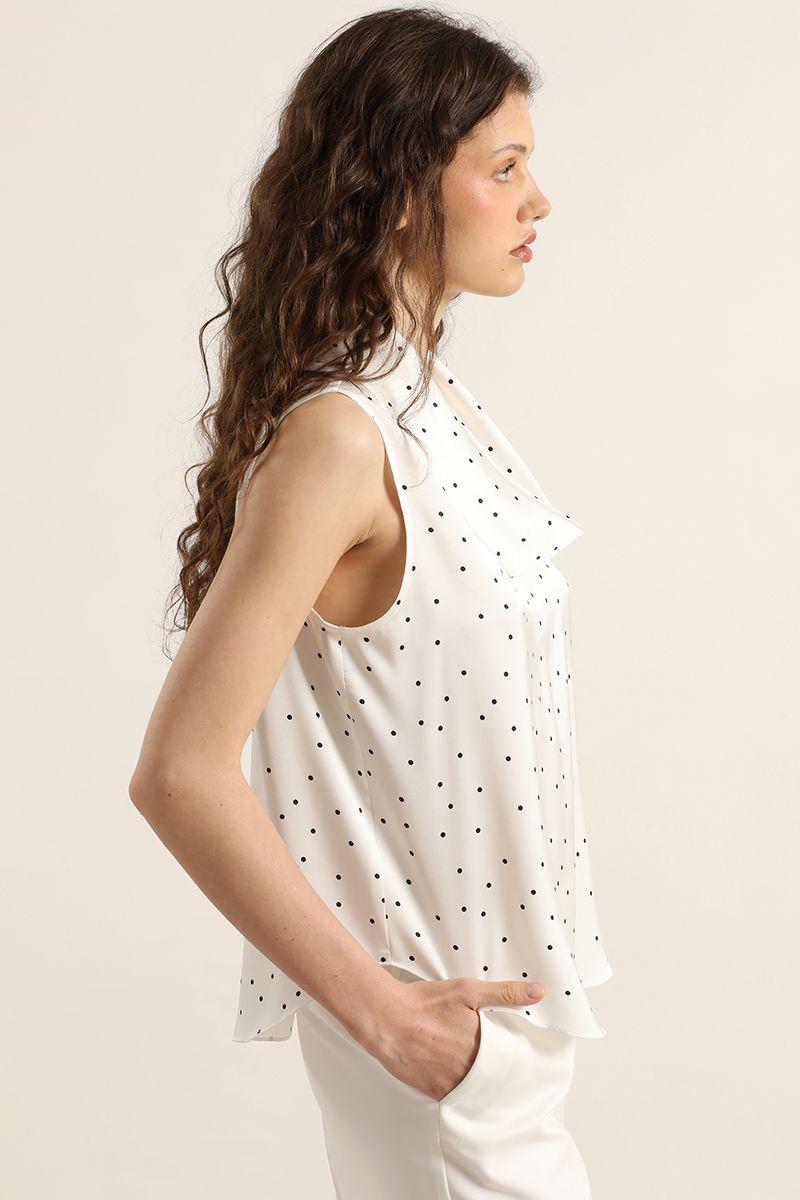 Top drapeado lunares, crudo Liola-2