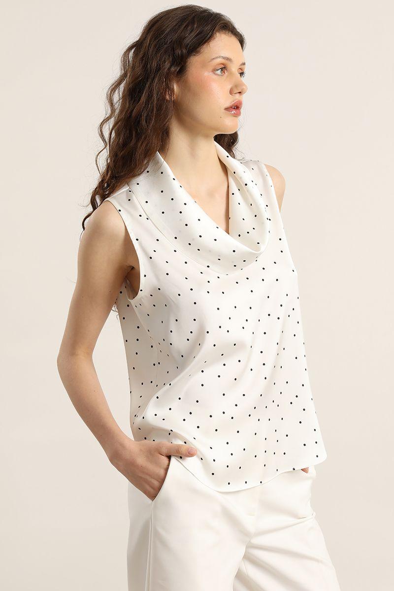 Top drapeado lunares, crudo Liola-3