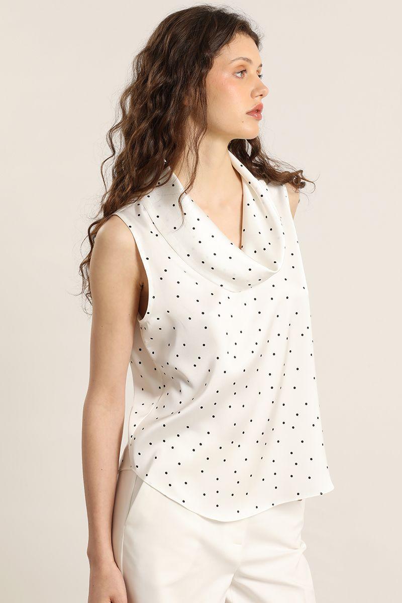 Top drapeado lunares, crudo Liola-6