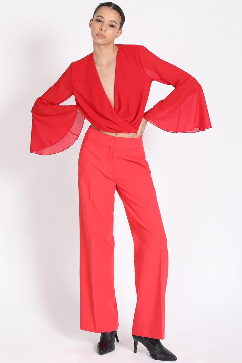 Blusa Corta Vuelos Rojo Liola-1