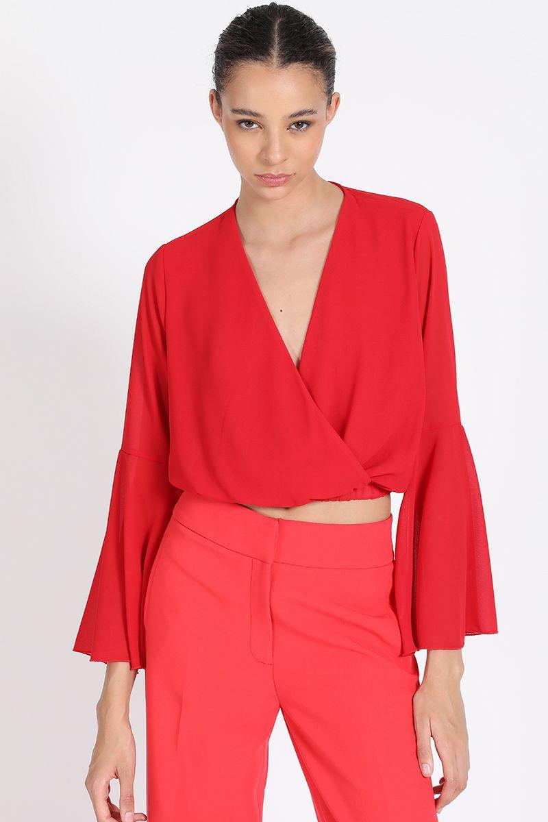 Blusa Corta Vuelos Rojo Liola-2