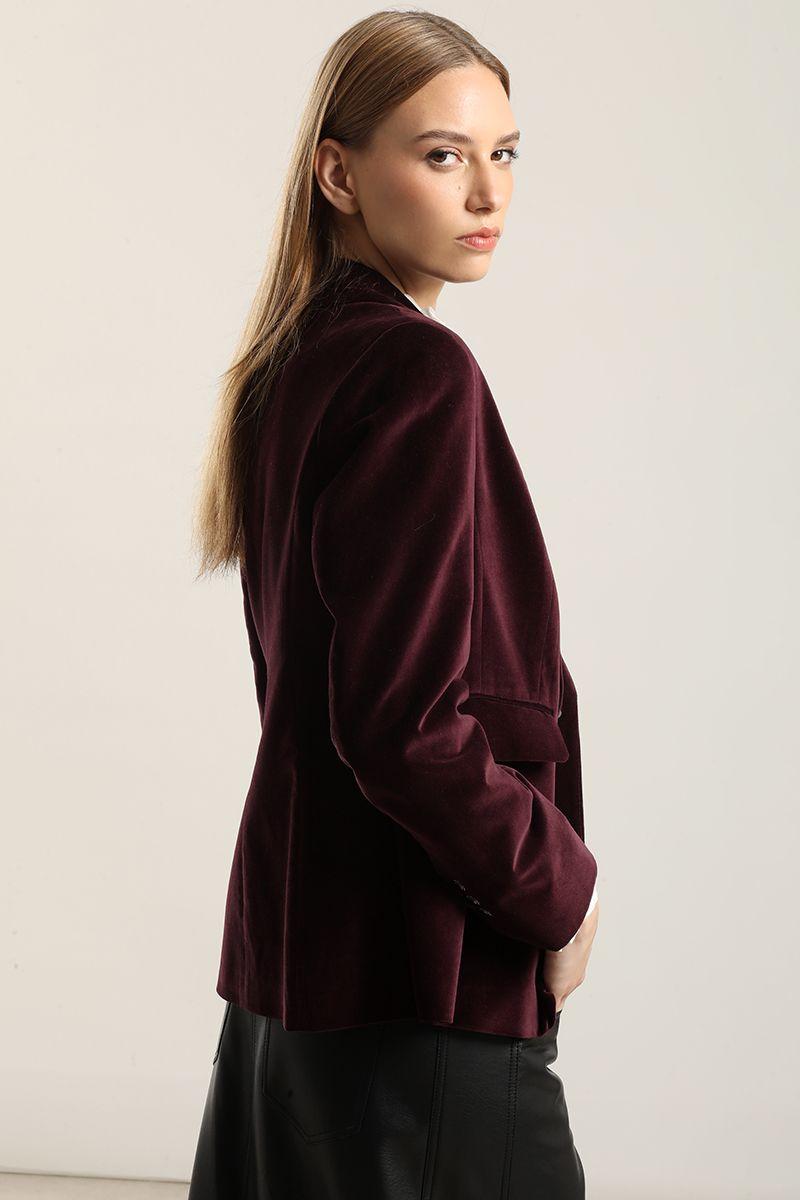 Blazer basico entallado, terciopelo ciruela Liola-4