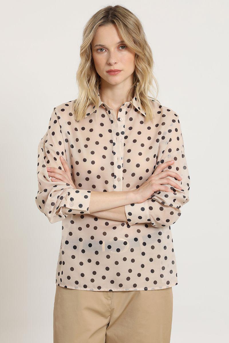 Blusa semitrasnparente lunares, beige Liola-2