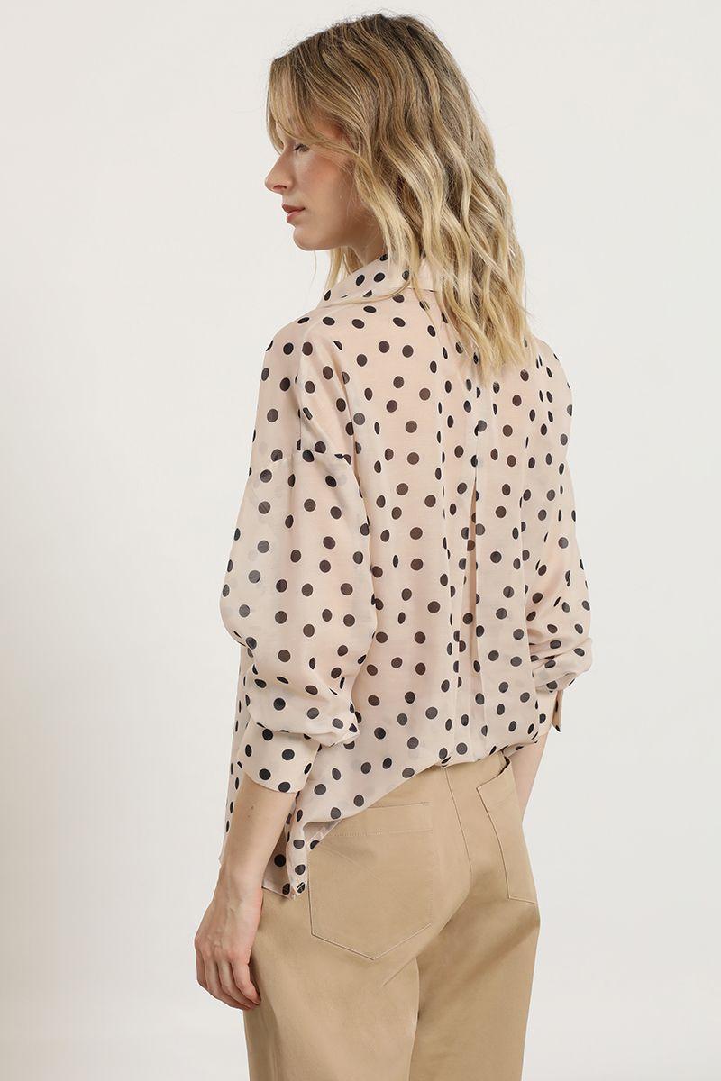Blusa semitrasnparente lunares, beige Liola-5