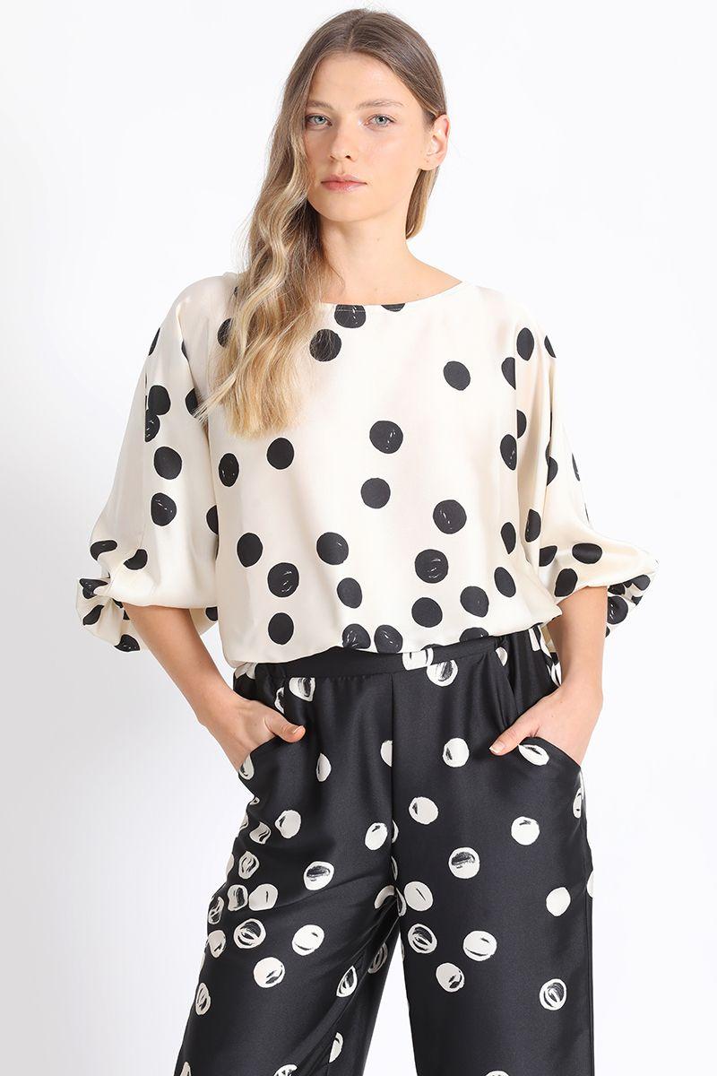 Blusa Estampado Lunares, Beige Liola-5