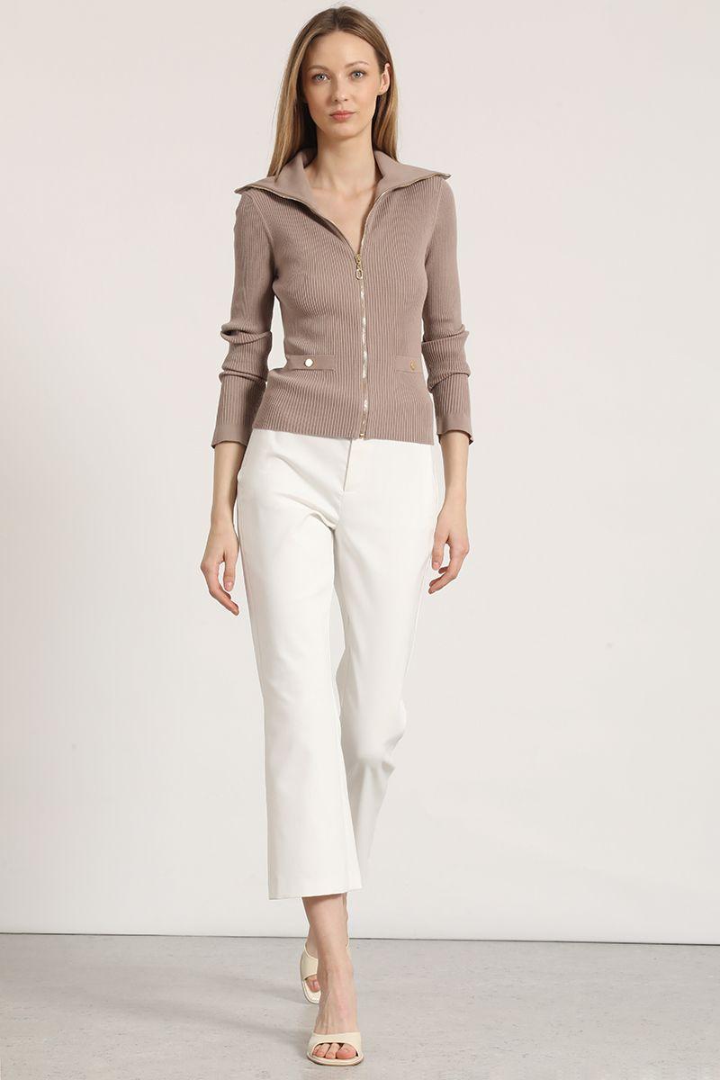 Cardigan punto con cierre Liola mujer topo-1