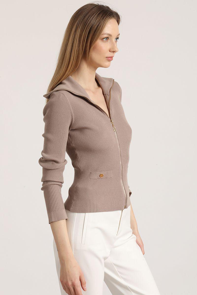 Cardigan punto con cierre Liola mujer topo-3