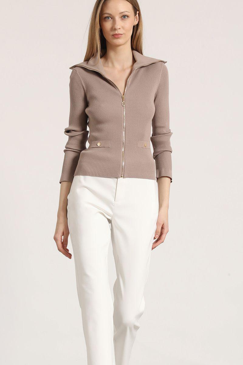 Cardigan punto con cierre Liola mujer topo-4
