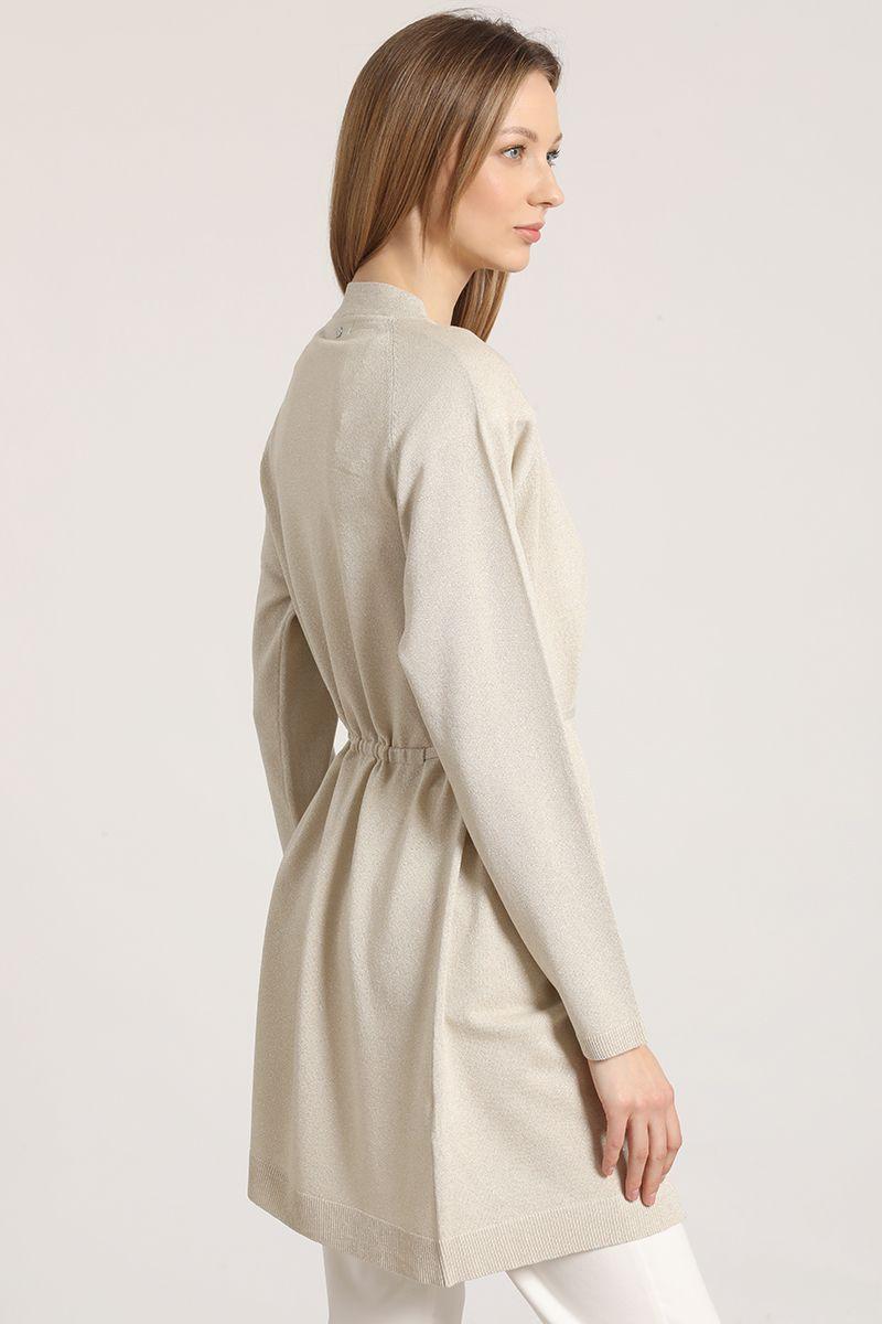 Tapado largo con hilo metalizado Liola mujer beige-4