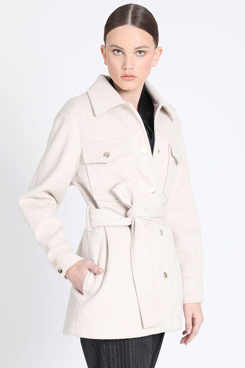 Chaqueta Larga Cargo Muflon Melange, Crudo Liola-0
