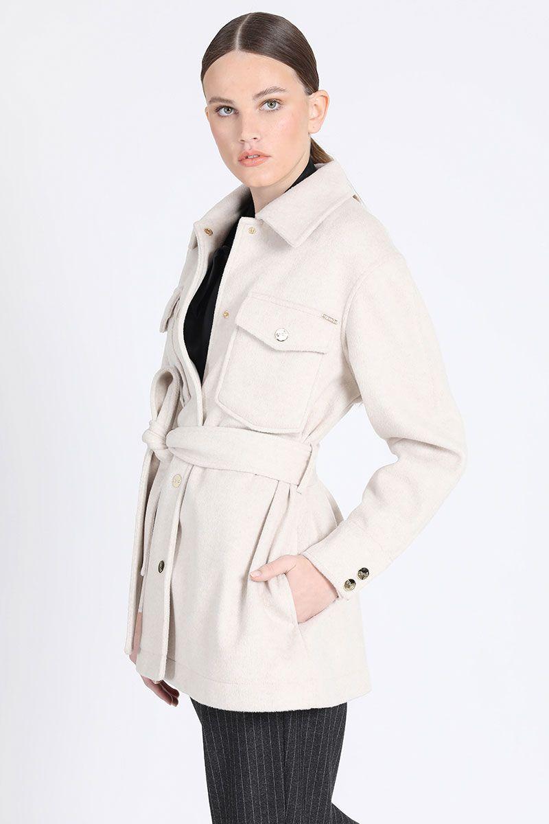 Chaqueta Larga Cargo Muflon Melange, Crudo Liola-2