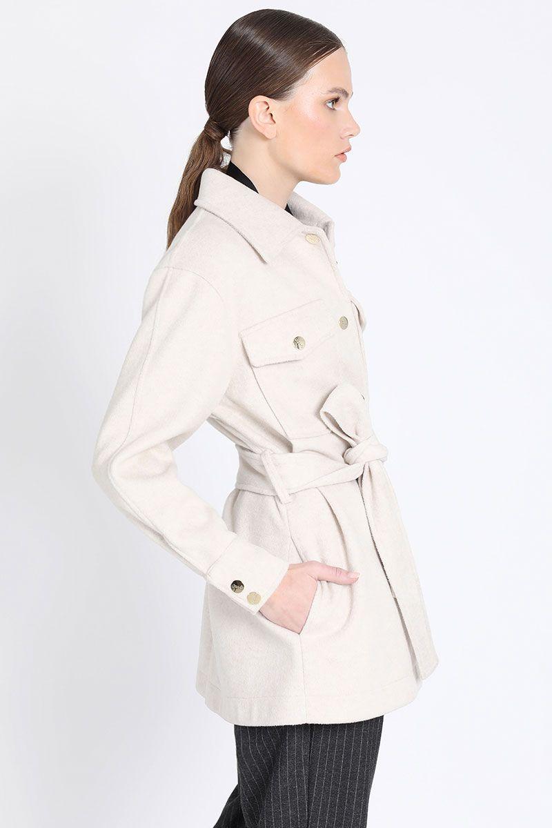 Chaqueta Larga Cargo Muflon Melange, Crudo Liola-4