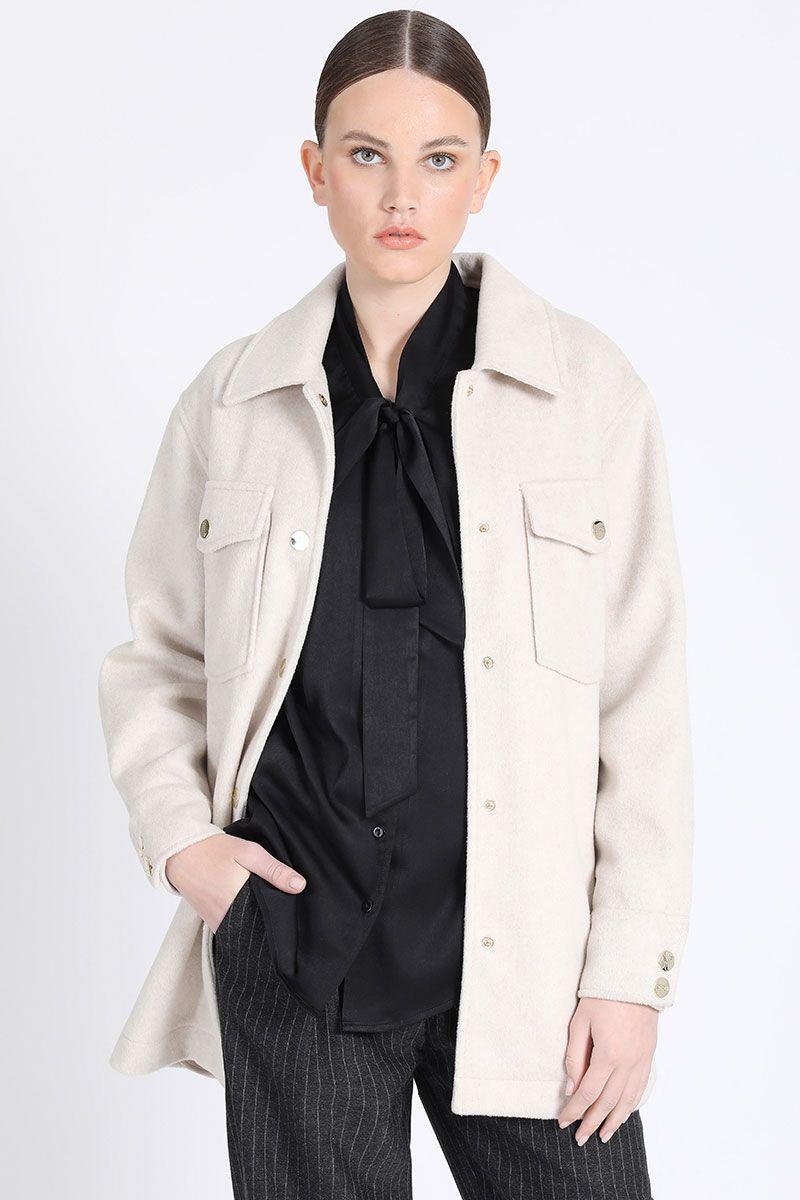 Chaqueta Larga Cargo Muflon Melange, Crudo Liola-5