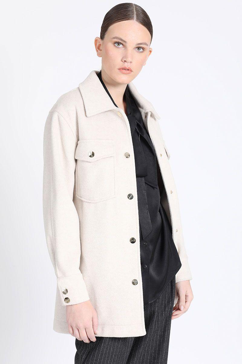 Chaqueta Larga Cargo Muflon Melange, Crudo Liola-6
