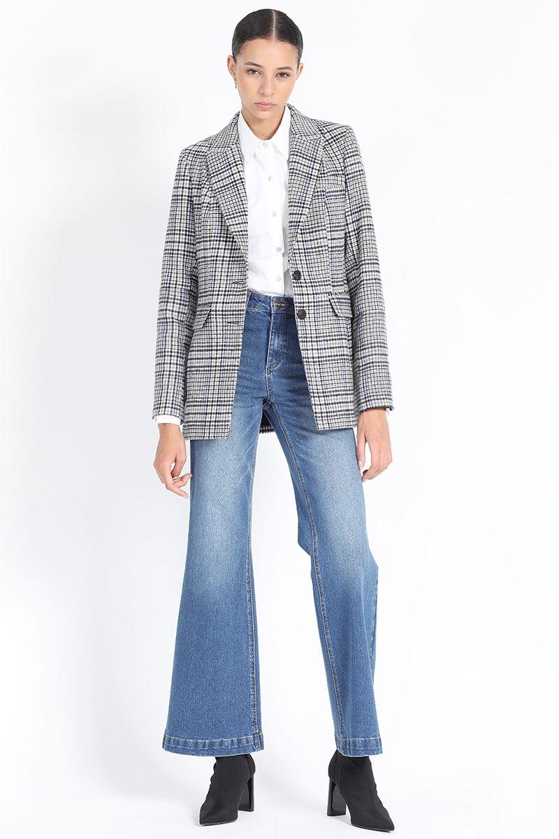 Blazer Principe De Gales, Azul Liola-0