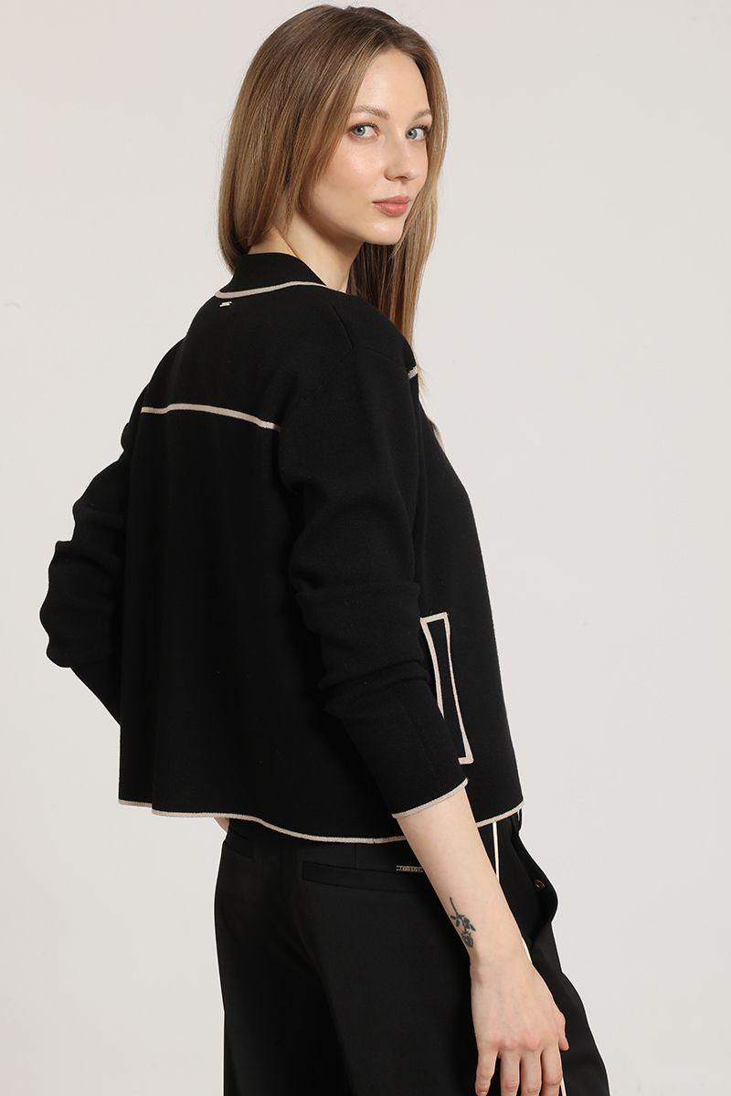 Chaqueta punto contratono Liola mujer negro-3