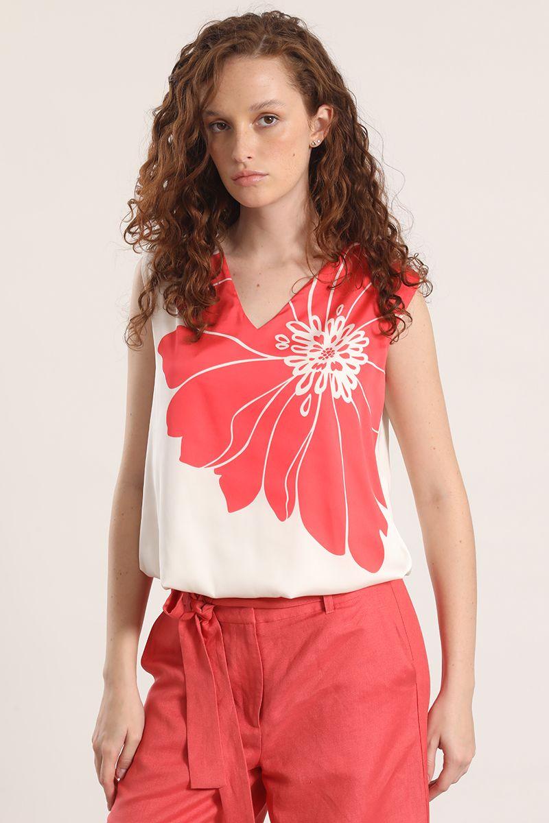 Blusa satin estampado liola mujer coral-0