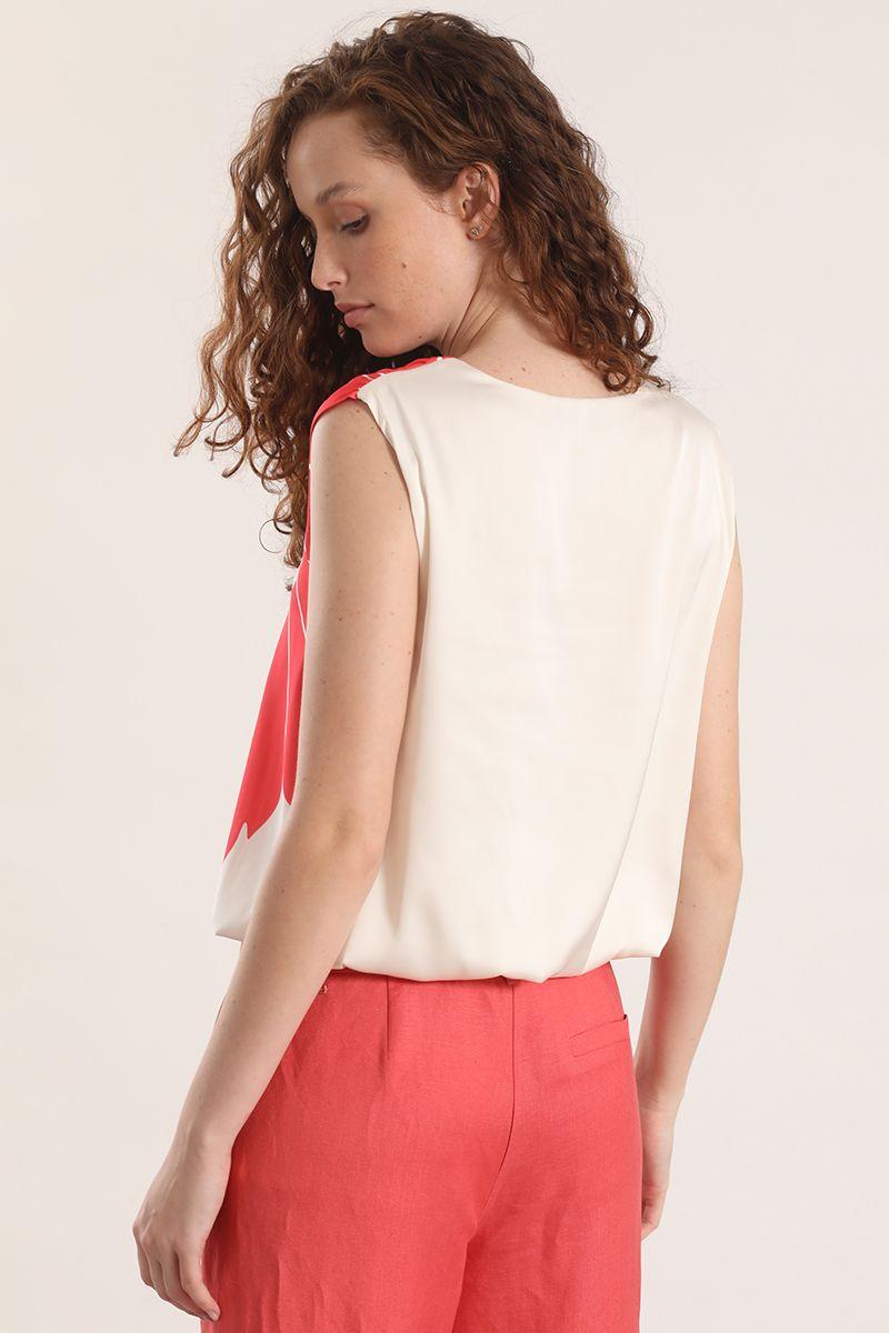 Blusa satin estampado liola mujer coral-4