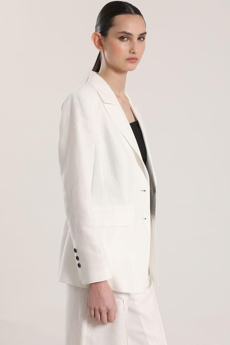 Blazer clásico entallado lino Liola mujer crudo-3