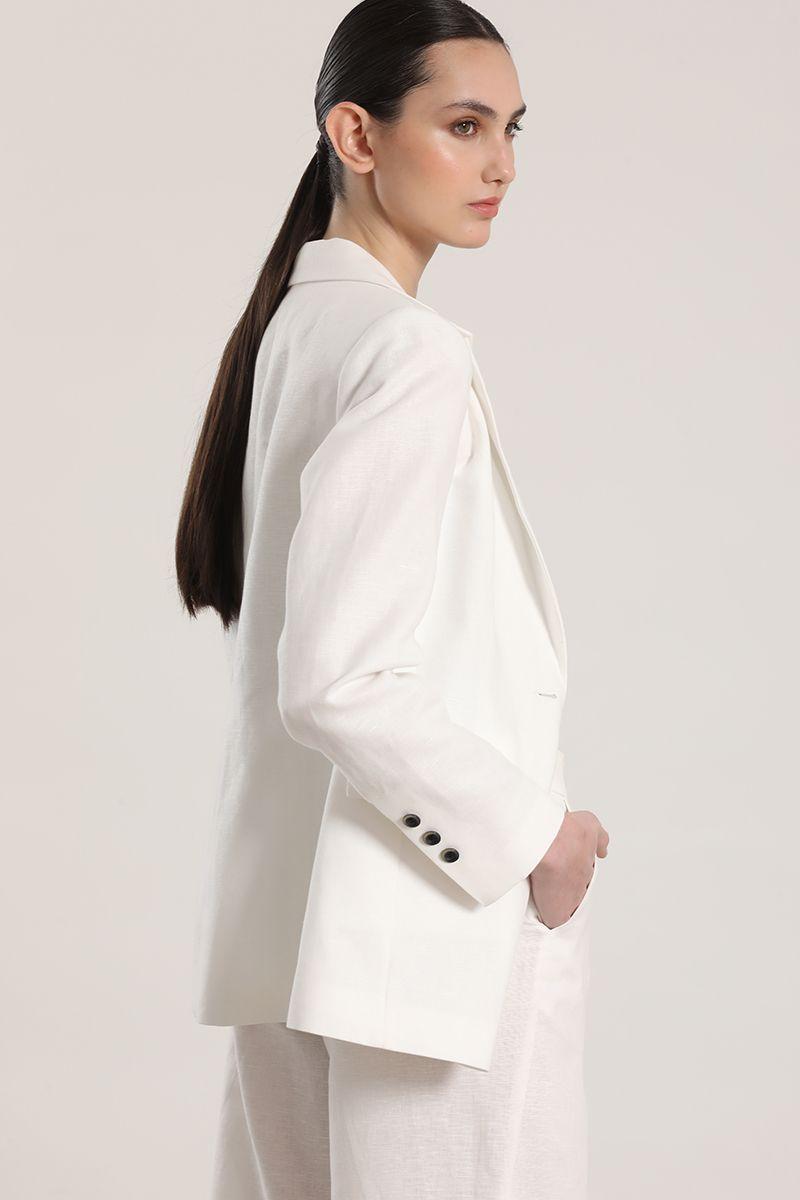 Blazer clásico entallado lino Liola mujer crudo-4