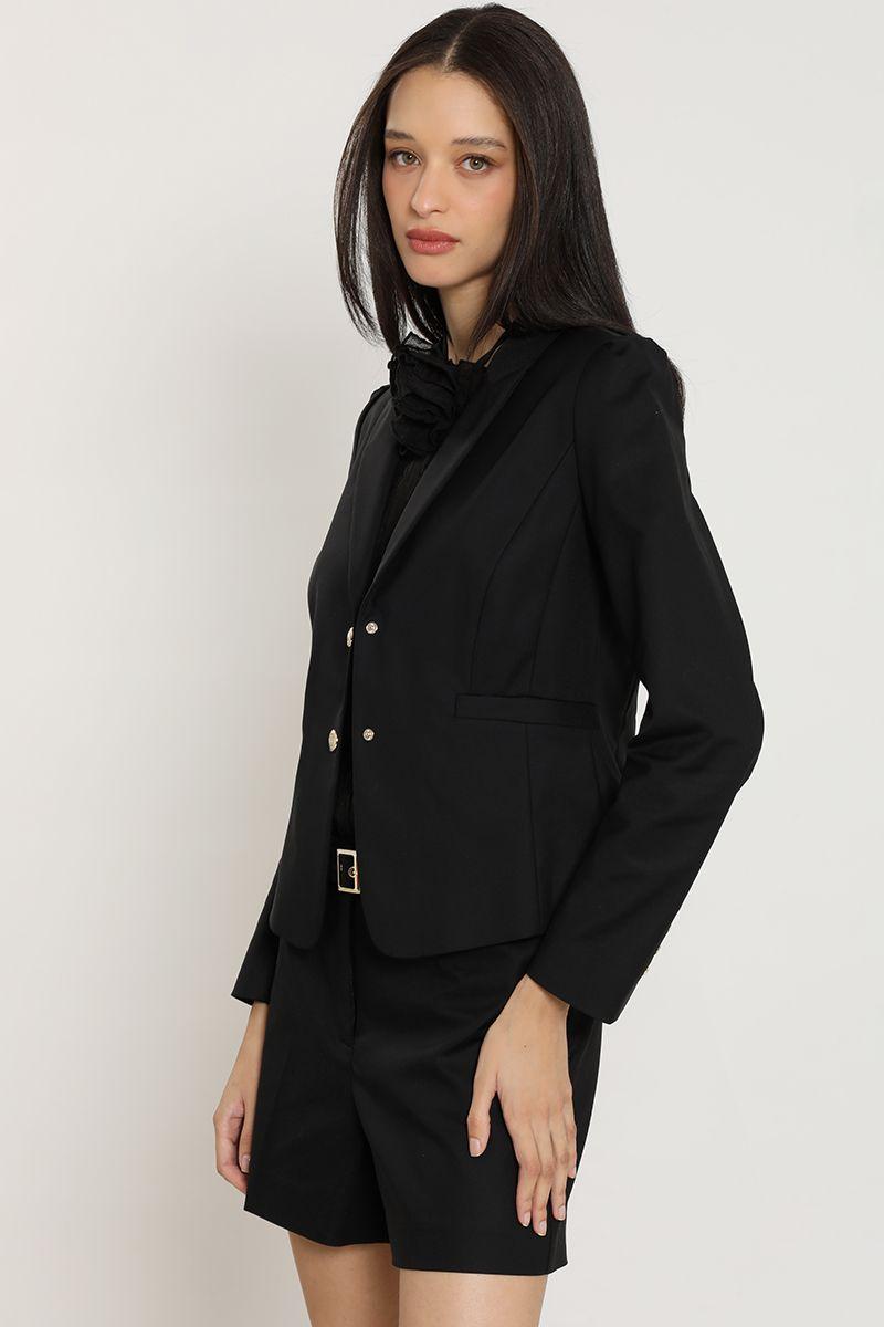 Blazer entallado hombro fantasia, negro Liola-3