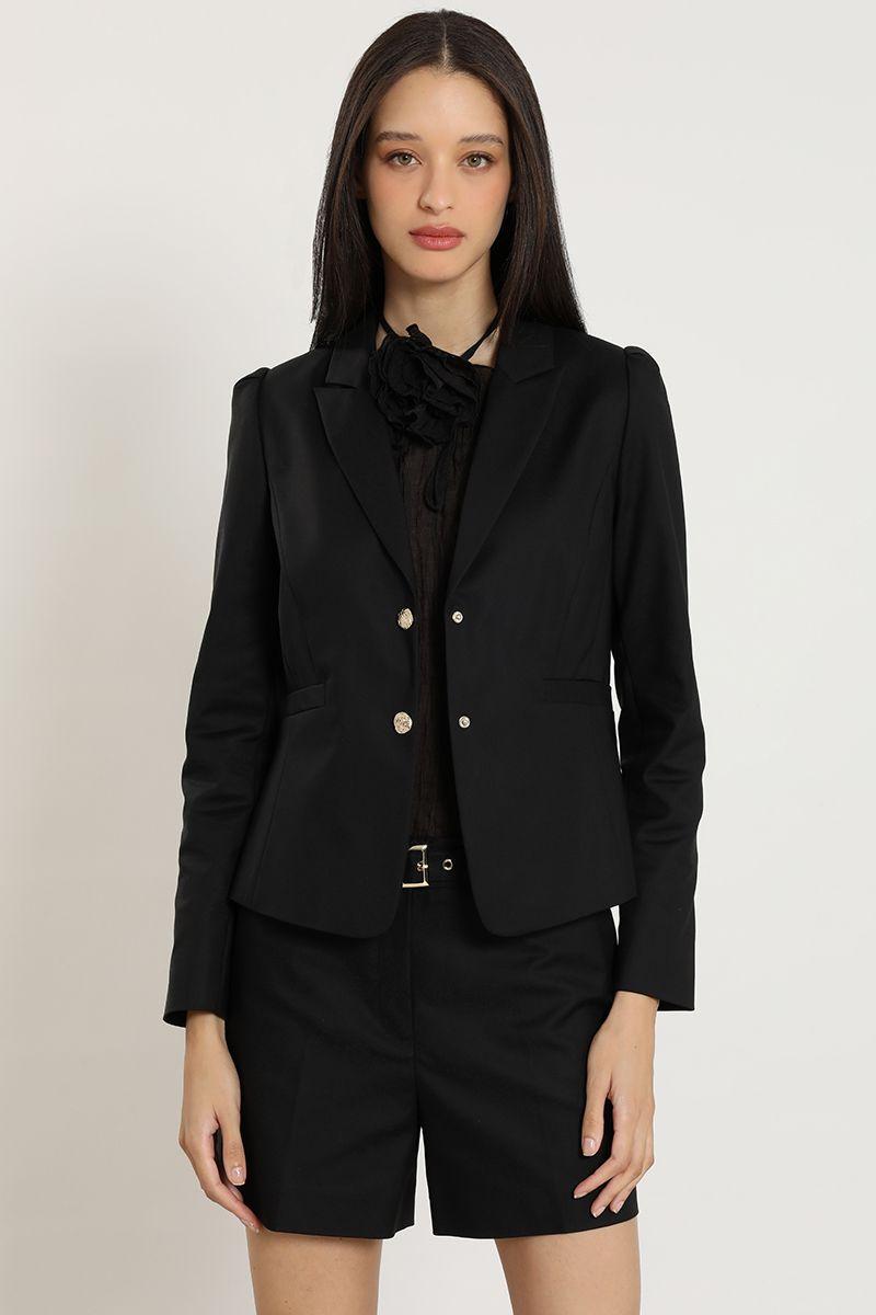 Blazer entallado hombro fantasia, negro Liola-4