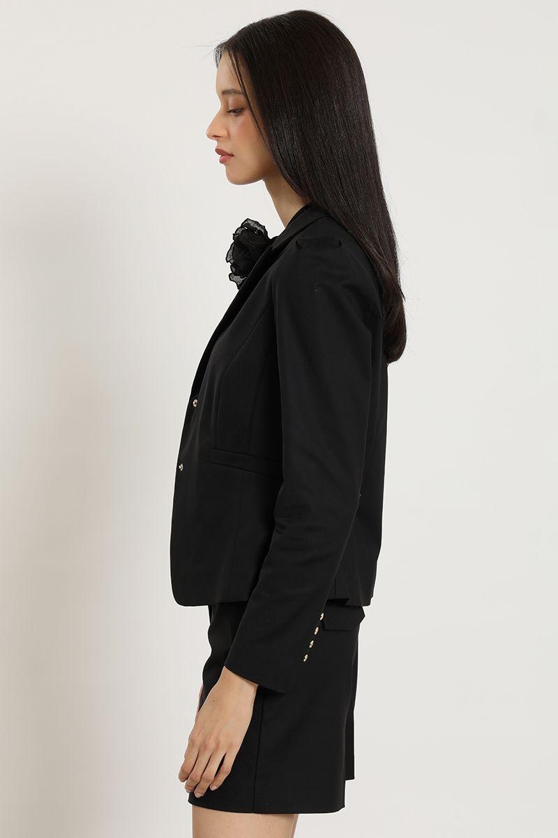 Blazer entallado hombro fantasia, negro Liola-5