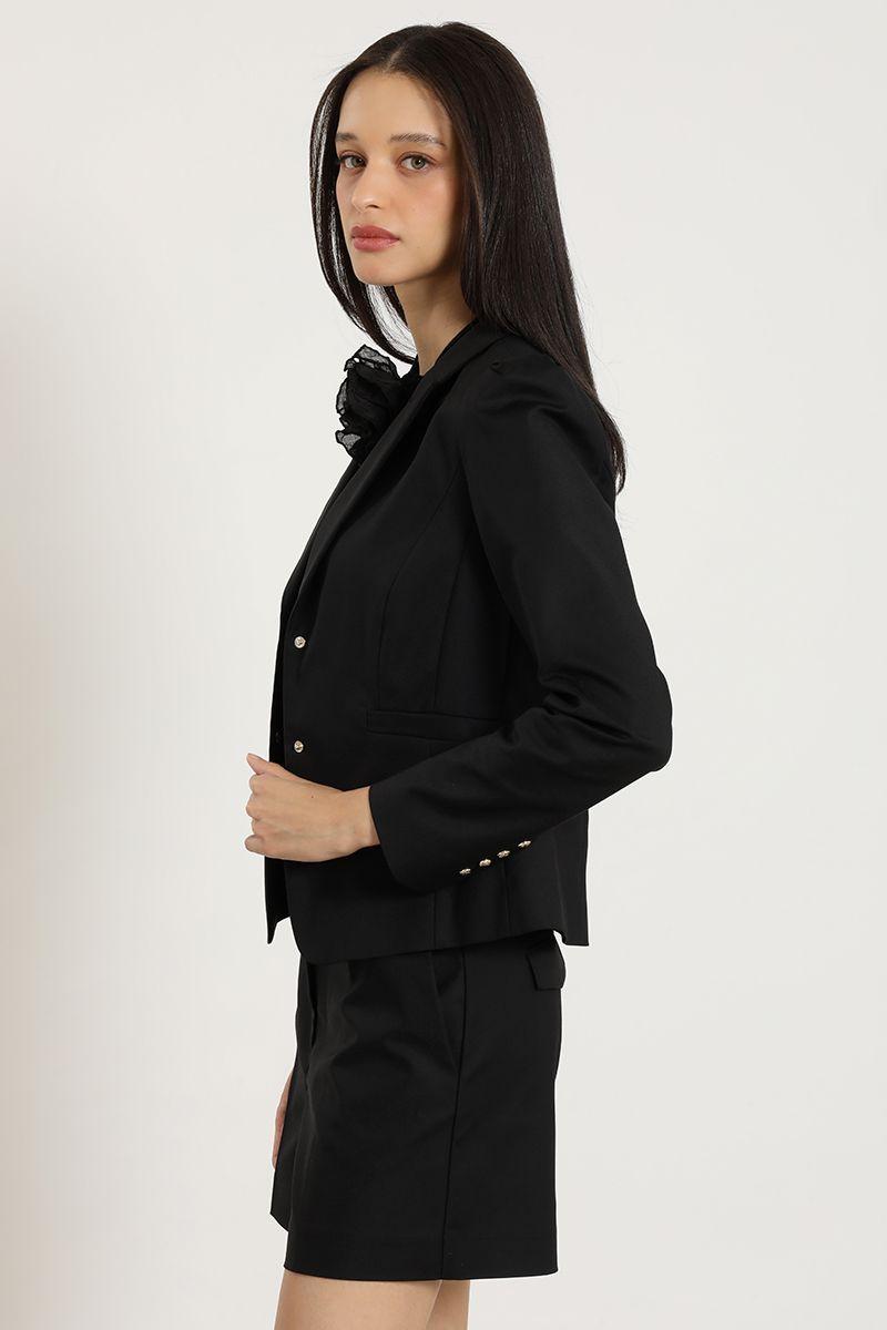 Blazer entallado hombro fantasia, negro Liola-6