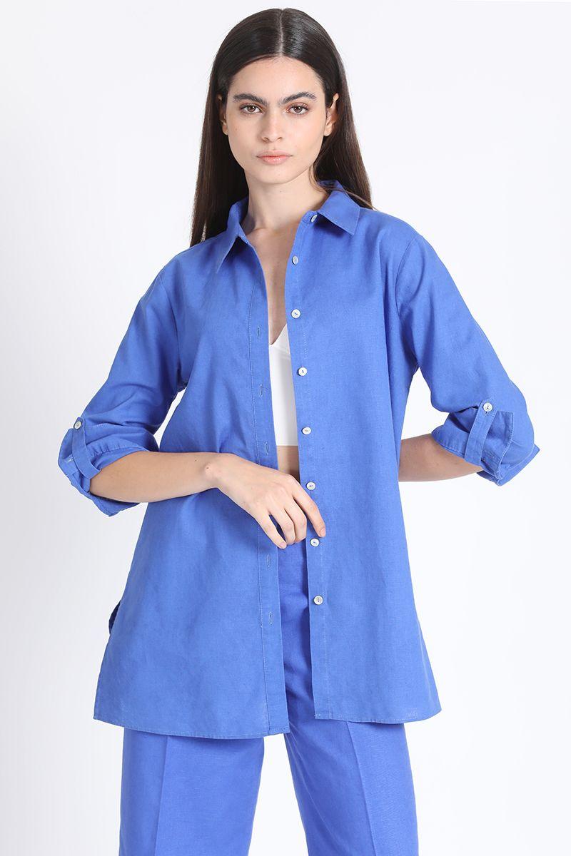 Camisa Larga Lino Mix Oceano Liola-1