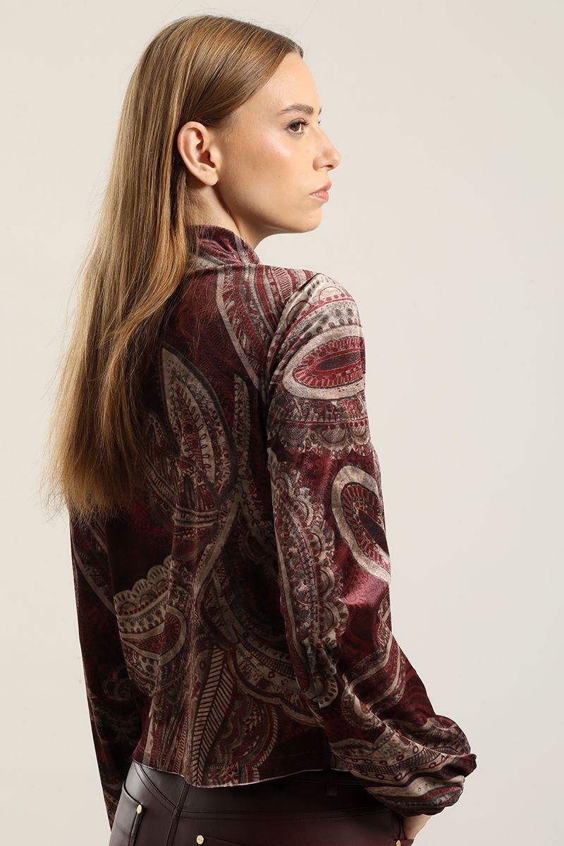 Top Velvet Estampado Burdeo Liola-2