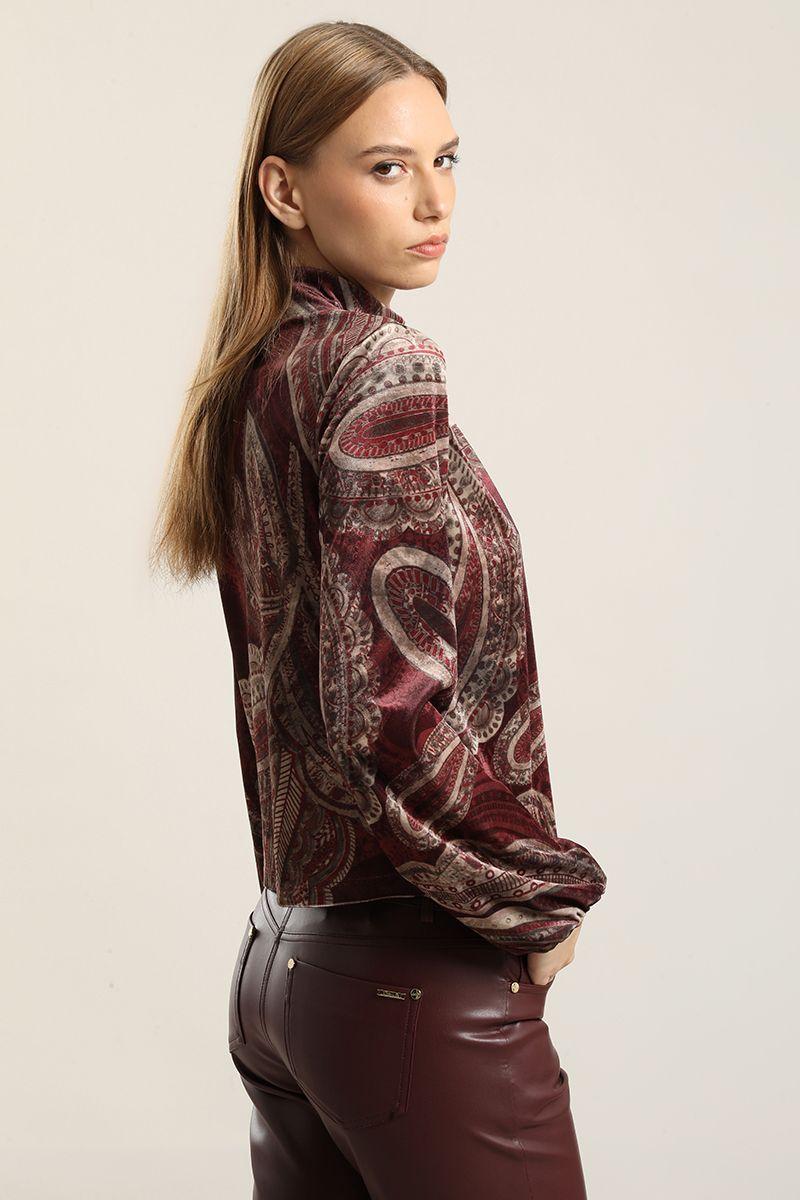 Top Velvet Estampado Burdeo Liola-3