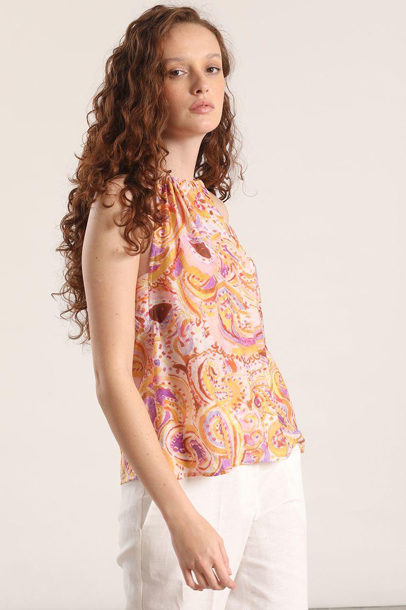 Blusa voile halter liola mujer amarillo-3