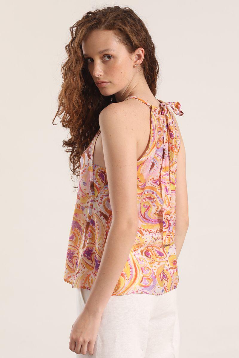 Blusa voile halter liola mujer amarillo-5