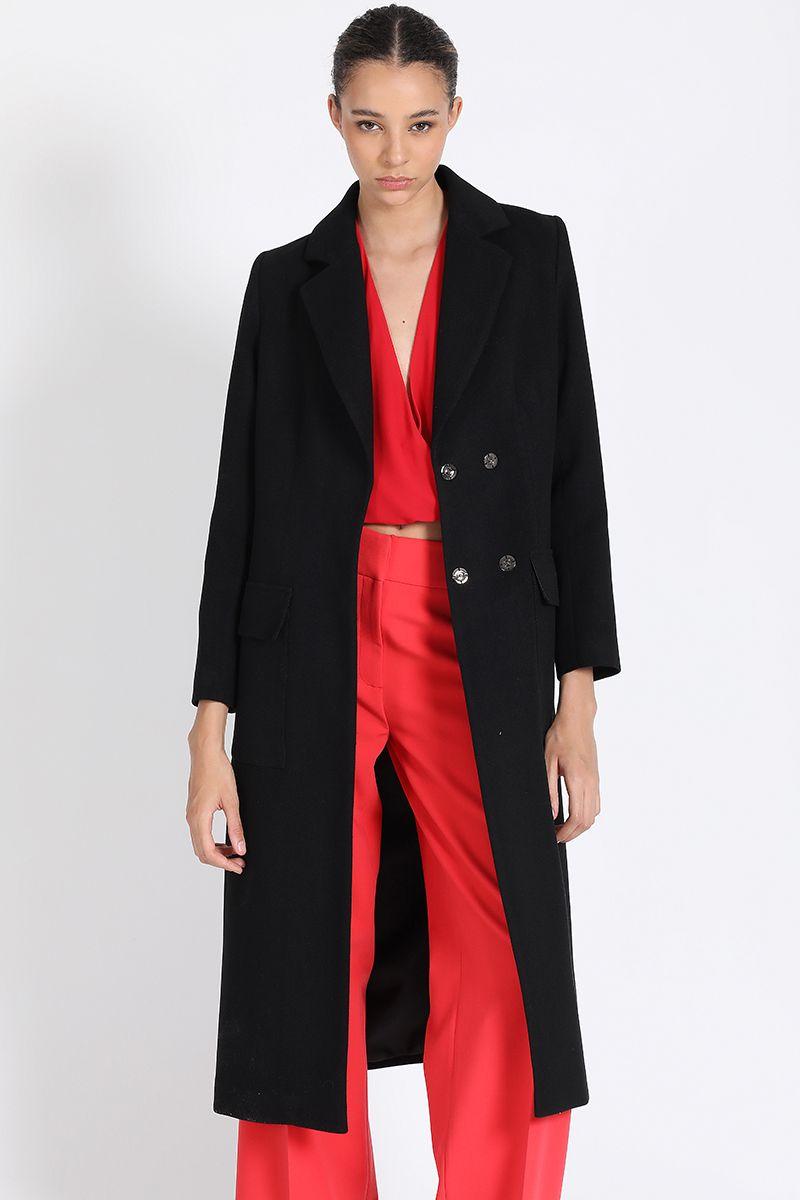 Abrigo Largo Con Lazo, Muflon Negro Liola-0