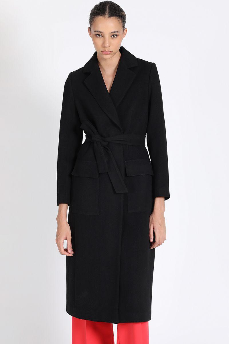 Abrigo Largo Con Lazo, Muflon Negro Liola-1