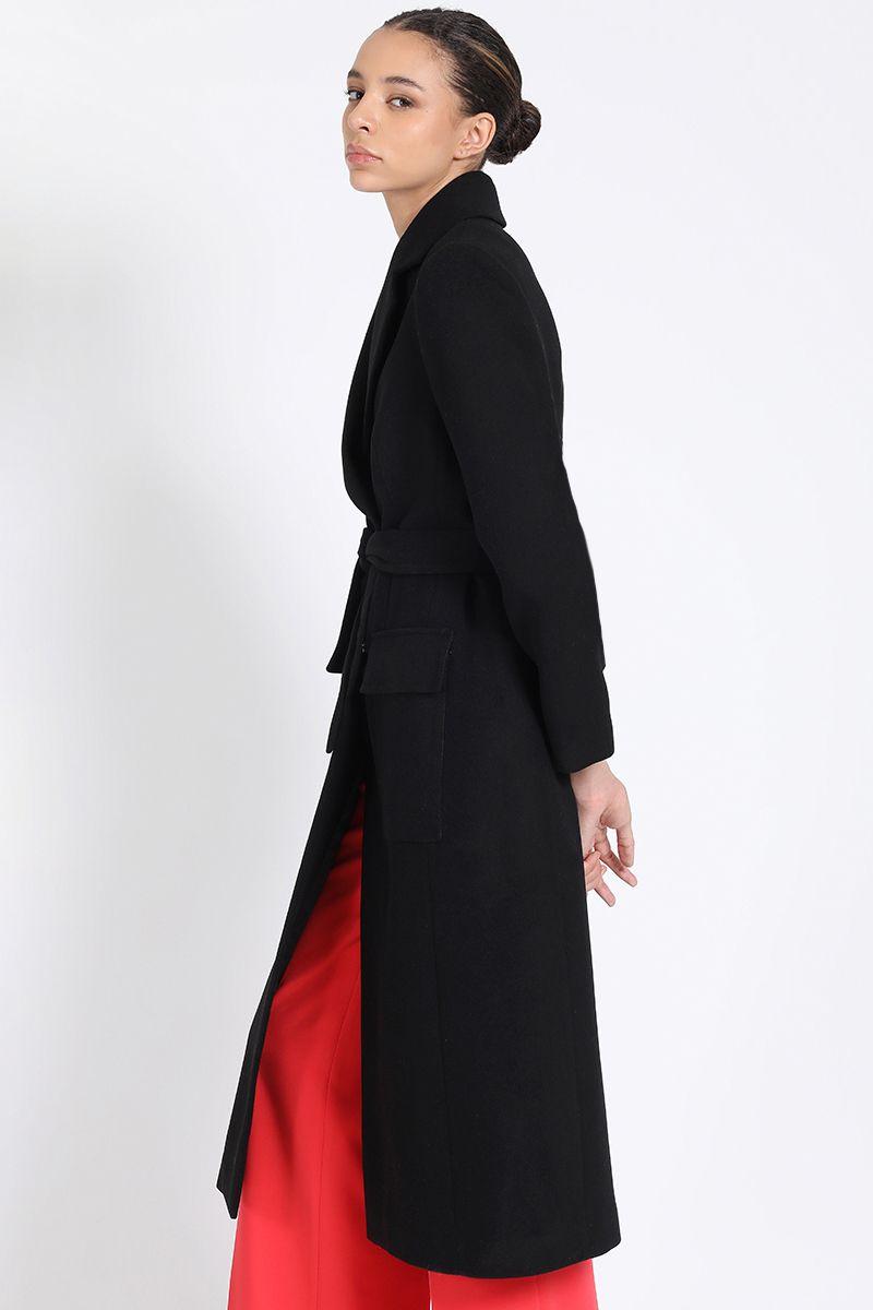 Abrigo Largo Con Lazo, Muflon Negro Liola-2