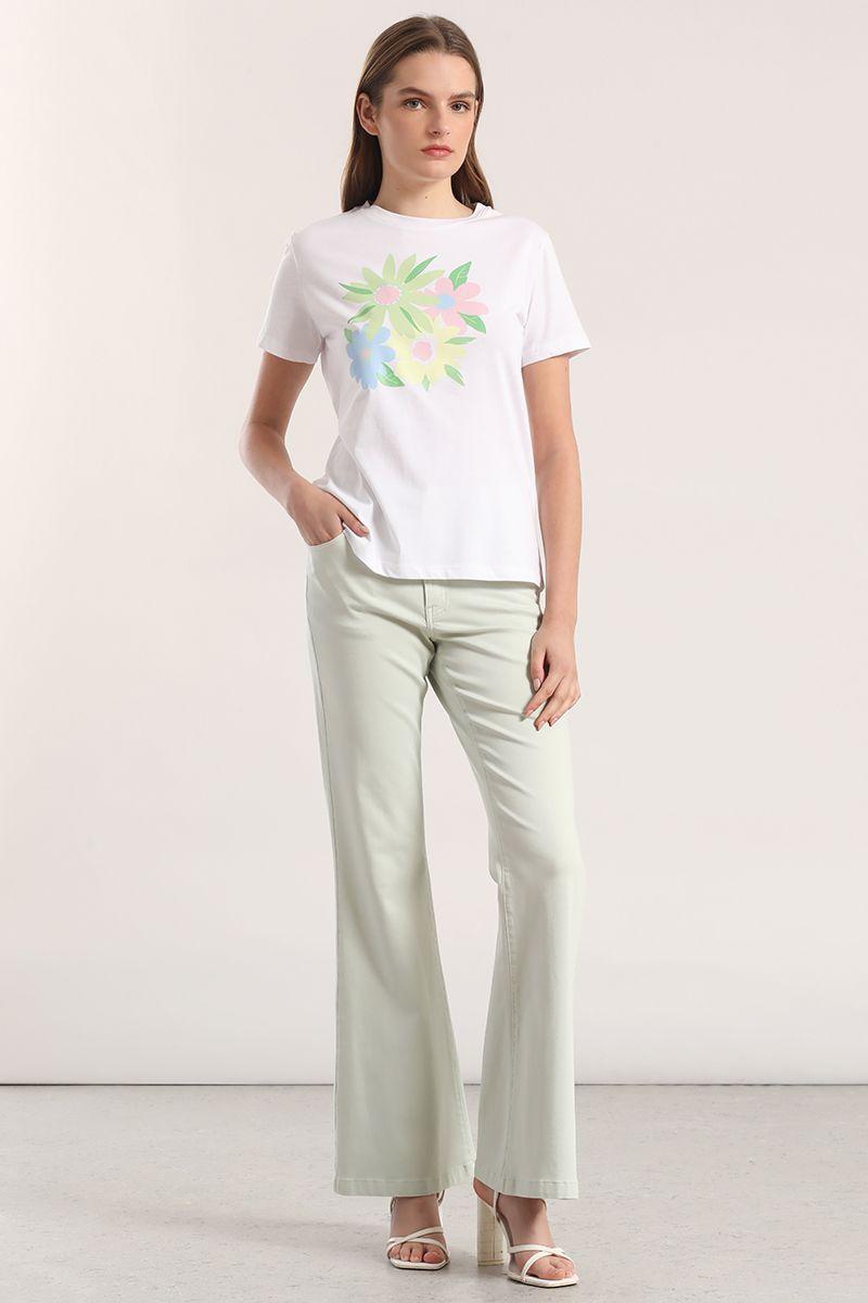 Polera estampado flores liola mujer blanco-0