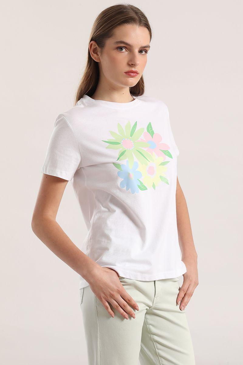 Polera estampado flores liola mujer blanco-1