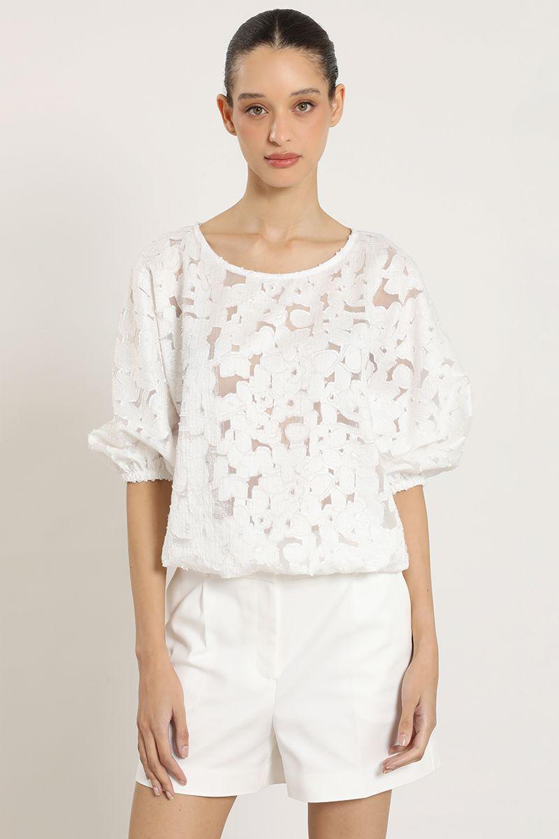 Blusa broderie flores, crudo Liola-2