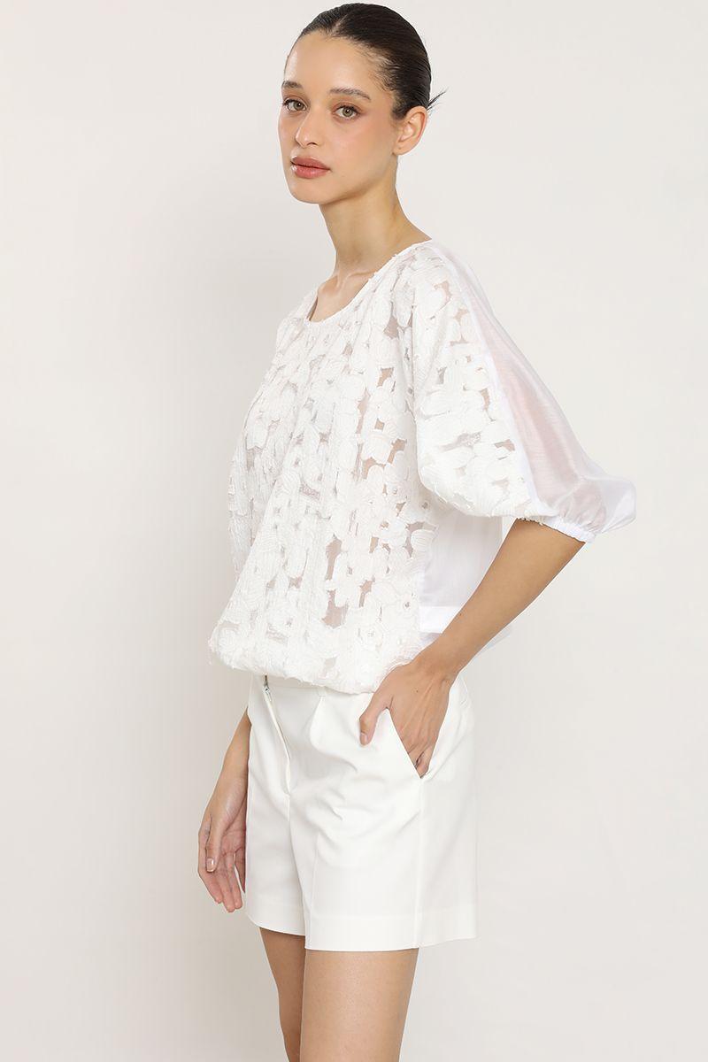 Blusa broderie flores, crudo Liola-3
