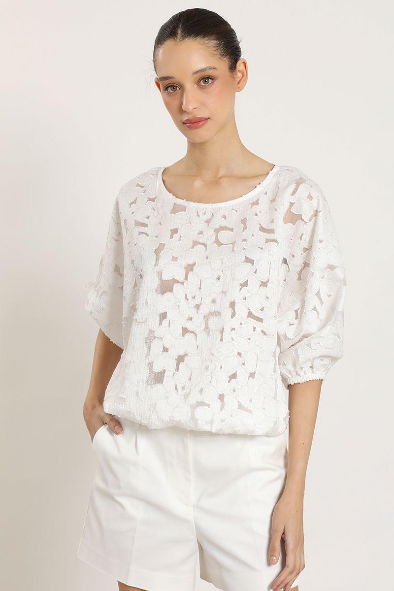 Blusa broderie flores, crudo Liola-6