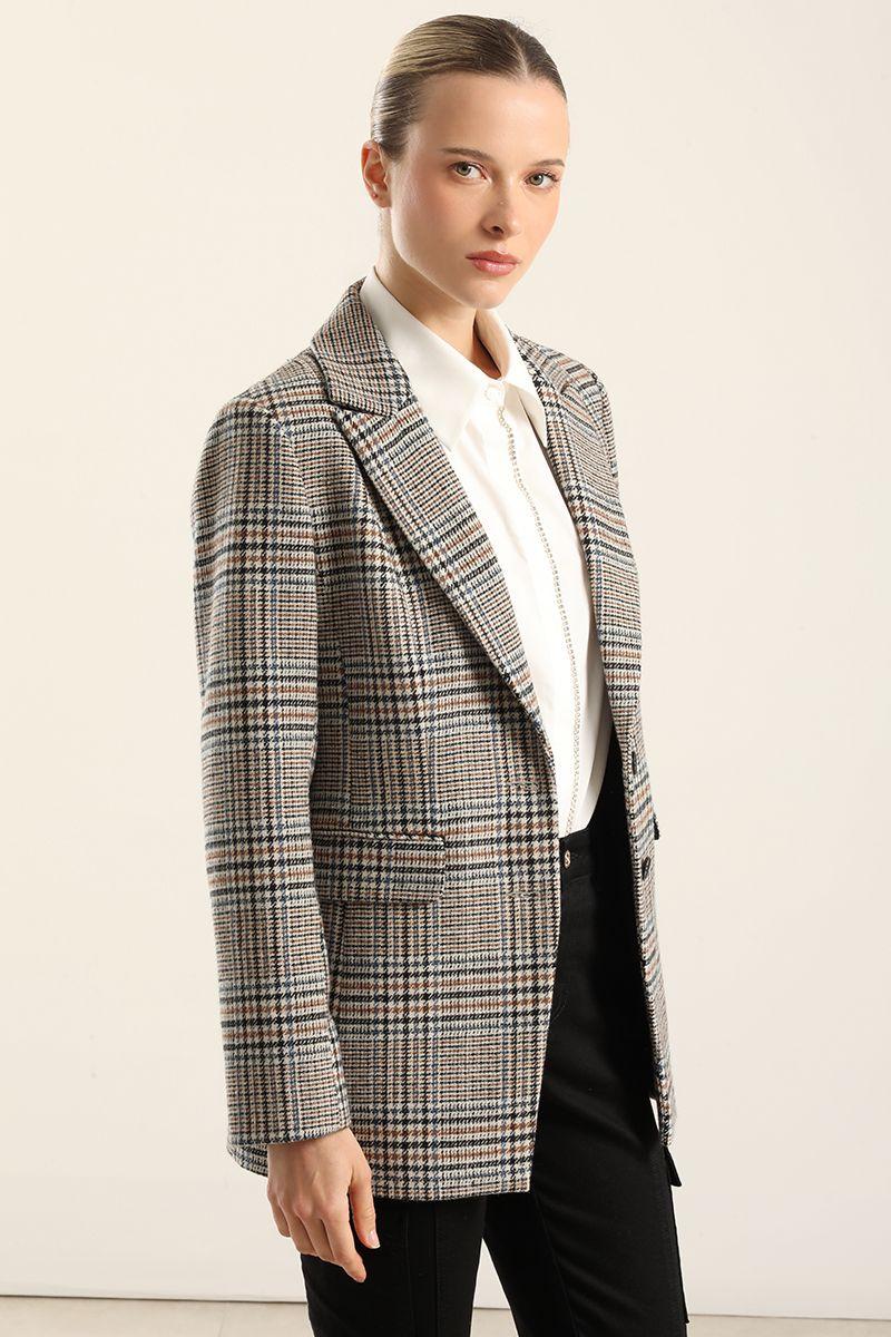 Blazer Principe De Gales, Beige Liola-4